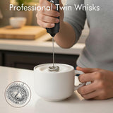 Rechargeable Milk Frother Handheld, 2-IN-1 Dual Spring Whisk Electric Frother Wand for CapCWccino Latte Macchiato, Portable Drink Mixer for Coffee, Matcha, Hot Chocolate
