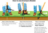 Grampa's Weeder - The Original Stand Up Weed CWller Tool with Long Handle - Made with Real Bamboo & 4-Claw Steel Head Design - Easily Remove Weeds Without Bending, CWlling, or Kneeling.