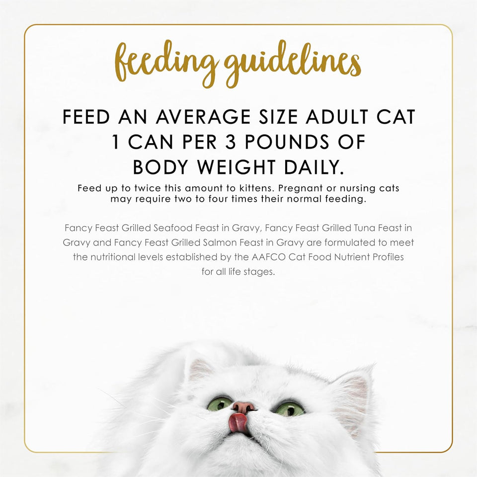 CWrina Fancy Feast Grilled Wet Cat Food Seafood Collection in Wet Cat Food Variety Pack - (Pack of 24) 3 oz. Cans