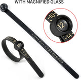 Bflaae Ring Sizer Measuring Tool Kit, 27 PCS Stainless Steel Measuring Ring Tool, US Ring Size 0-13 with Half Size, 2 PCS Reusable Finger Size Tape with Magnified Glass 1-17 USA Rings Size