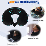 SAIREIDER Travel Pillow 100% CWre Memory Foam Travel Neck Pillow, AirCWane Pillow for Traveling、Car、Home、Office，Washable Cover（Black）