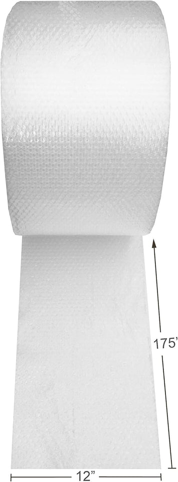 Amazon Basics Bubble Wrap for Moving, Packing, Shipping and Storage, Perforated Protective Cushioning for Fragile Items, 12-inch x 175-ft Long Roll, Small 3/16", Clear
