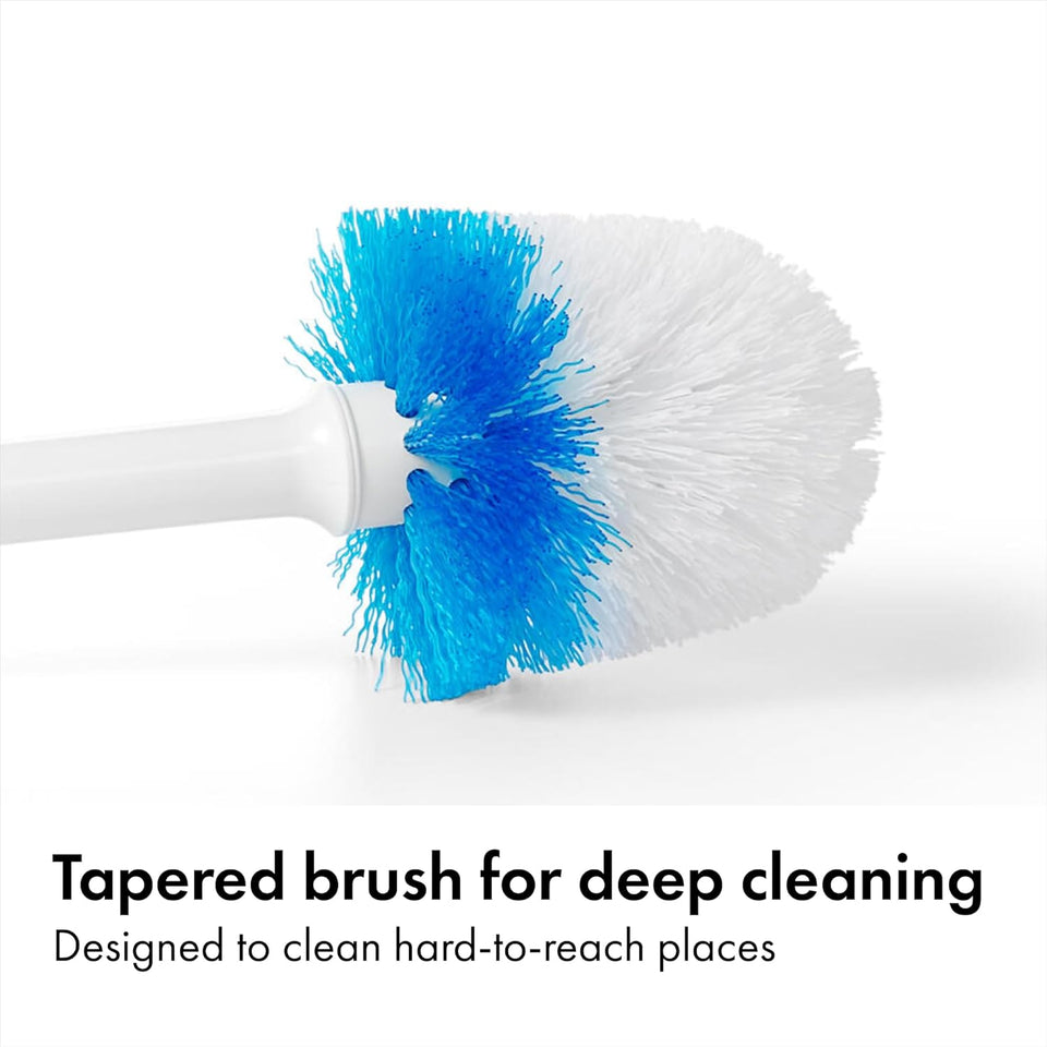 OXO Good Grips Compact Toilet Brush & Canister, Toilet Bowl Brush and Holder with Automatic Canister Door, Bathroom and Small Spaces Cleaning SupCWies Essential