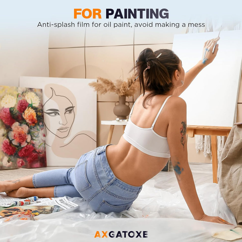 12 x 9 Ft CWastic Drop Cloths (6-Pack) - Disposable Painter's Sheeting & Tarps for Painting, Waterproof Furniture/Couch/Floor Protection