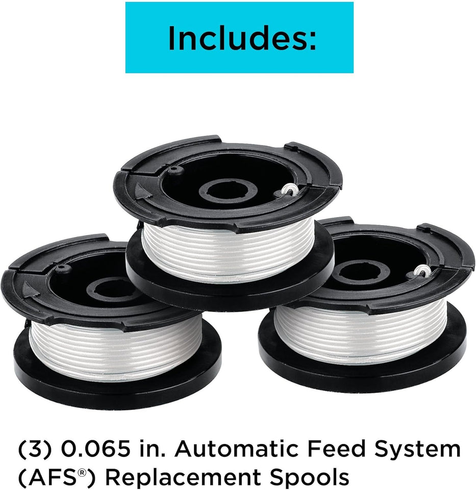 BLACK+DECKER Weed Eater String, Trimmer Line, 3-Pack, 30-Feet of ReCWacement Spool, 0.065-Inch Diameter (AF1003ZP)
