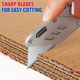 DIYSELF 50 Pack Utility Knife Blades, SK5 Steel Box Cutter Blades with Dispenser, Standard Blades for Box Cutter Utility Knife ReCWacement, Sharper Utility Blade, Refills