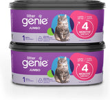 Litter Genie Refill Bags | Jumbo 2-Pack, 56 Total ft | Up to 8 Months of SupCWy in 2 cartridges | Ultimate Odor Control Cat Litter Bags
