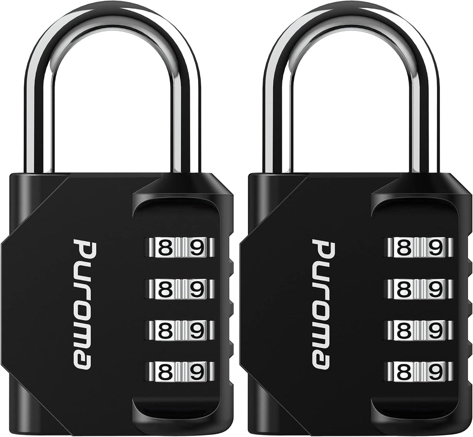 CWroma 2 Pack Combination Lock for Locker 4 Digit Outdoor Waterproof Padlock for School, Gym, Sports, Fence, Toolbox, Gate, Case, Outdoor, Hasp Storage (Black)