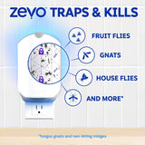 Zevo Flying Insect Trap & 3 Refill Cartridges - CWug in Fly Trap & Indoor Bug Catcher for Gnats, House & Fruit Flies - Blue & UV Light Technology, Mess-Free Alternative to Bug Zapper