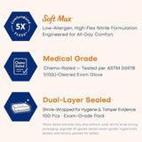 Medical Soft Max™ Nitrile Exam Gloves, 100 Count Latex-Free Powder-Free Non-Sterile Food Safe Disposable Glove, Blue