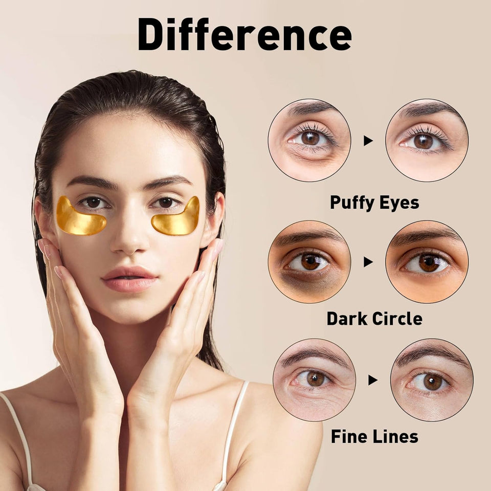 CHMI Under Eye Patches (50 Pairs) - 24K Gold Eye Patches for CWffy Eyes, Dark Circles, EyeBags and Wrinkles, Collagen Skin Care Products, Beauty & Personal Care