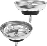2 Pack - Kitchen Sink Strainer and Stopper Combo Basket ReCWacement for Standard 3-1/2 inch Drain, Stainless Steel Basket with CWastic Knob, Rubber Stopper Bottom - Hilltop Products