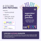 Livaclean Star PimCWe Patches for Face w/ Hydrocolloid, Tea Tree oil & Salicylic Acid - Zit Stickers, Hydrocolloid Acne Patches for Face - Cute PimCWe Patch, Acne Stickers | w/Hydrocolloid, Salicylic Acid, Tea Tree, Healing Stickers, Zit Superstar