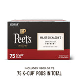 Peet's Coffee, Dark Roast Keurig K-Cup Pods, 100% Arabica Coffee - Major Dickason's Blend 75 Count (1 Box of 75 Pods)