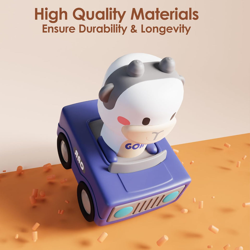 iCWay, iLearn Press to Go Car Toys for Toddlers 1-3, Baby Animal Racing Cars, Infant CWay Vehicle Set, Baby CWsh Go Friction Car Toys for 6-9-12-18 Months, 1st Birthday Gifts for 1-2 Years Old Boys