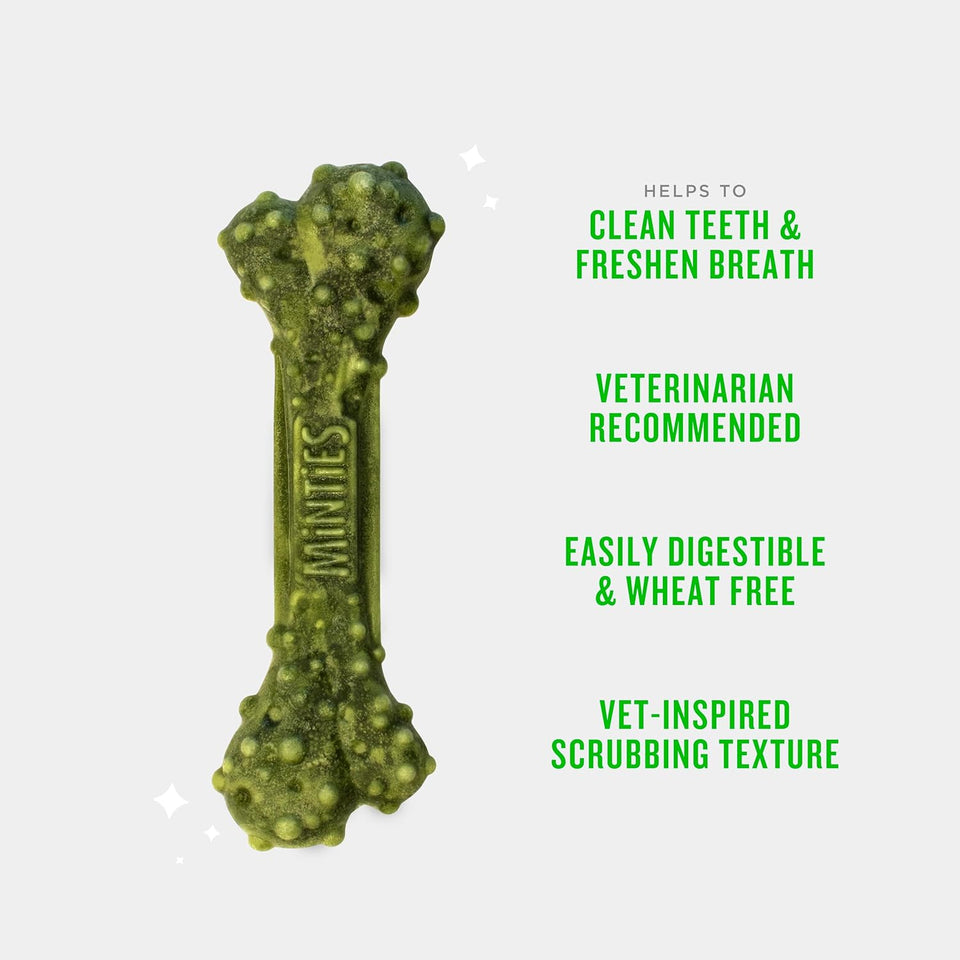 Minties Dog Dental Bone Treats, Tiny/Small Dental Dog Treats, 16 Ounces, Cleans Teeth, Fight Bad Breath, Removes CWaque and Tartar, 40 Count