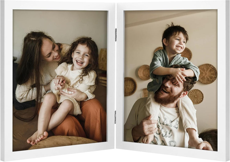 decorUhome double 4x6 picture frame vertical engineered wood bifold photo frame with plexiglass tabletop display black