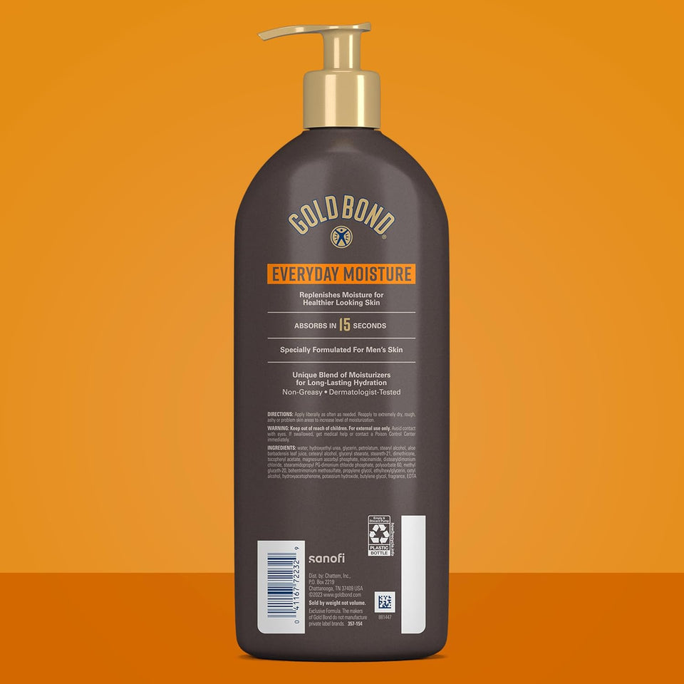 Gold Bond Men's Essentials Everyday Moisture Daily Body & Hand Lotion With Vitamin C, Hydrating Lotion Formulated for Men's Dry Skin, Value Size, 24 oz.