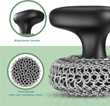 Purgreat Cast Iron Scrubber | Dish Scrub Brush | 316 Cleaner Chainmail Scrubber for Cast Iron Pan Skillet Cleaner - Dish Scouring Pad Dishwasher Safe Cleaning Kit, Black 02
