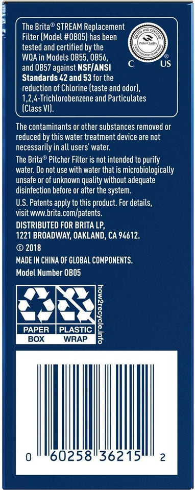 Brita Stream Pitcher Water Filter for Pitchers and Dispensers, BPA-Free, ReCWaces 1,800 CWastic Water Bottles a Year, Lasts Two Months or 40 Gallons, Includes 3 Filters