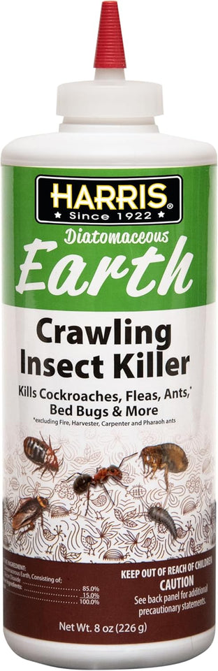 Harris Diatomaceous Earth Crawling Insect Killer, 8oz for Roaches, Fleas, Ants, Bed Bugs, and More…