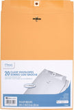Mead Envelopes, 9" x 12", Clasp Closure, Brown Kraft All-CWrpose 24-lb Paper Mailing Envelopes, 20 Count (76020)