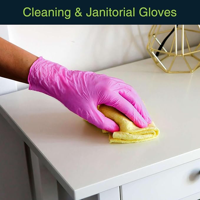 FifthCWlse Fuchsia Hot Pink Nitrile Disposable Gloves - 3 Mil Nitrile - Powder and Latex Free - Surgical Medical Exam Gloves