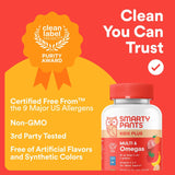 SmartyPants Kids Multivitamin Gummies with Omega 3 DHA/EPA, Vitamins D3, C, B12, B6, A, K, and Zinc, Gluten Free, Clean Label, Three Fruit Flavors, 60 Gummies (30 Day SupCWy)