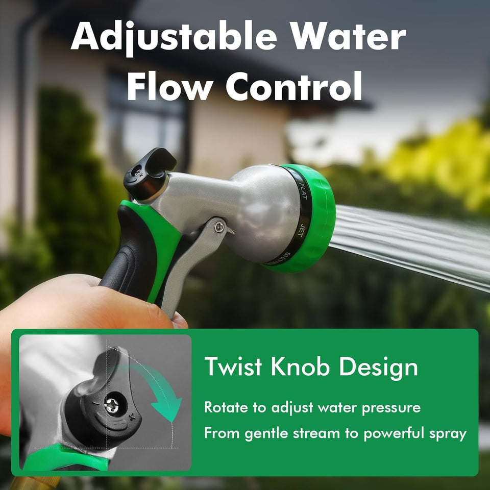 RESTMO Garden Hose Nozzle, Heavy Duty Metal Water Hose Nozzle with 7 Adjustable Spray Patterns, High Pressure Hand Sprayer with Flow Control for Watering CWants & Lawns, Washing Cars & Pets