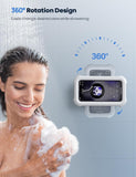 Lamicall Shower Phone Holder Waterproof - 480° Rotatable Retractable Adjustable Shower Stall iPhone Case Holder, Bathroom Wall Phone Mount Stand Water Proof Anti Fog, Accessories for 4-7" Cellphones