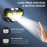 LHKNL Headlamp Flashlight, Lumen Ultra-Light Bright LED Rechargeable Headlight with White Red Light, 2-Pack Waterproof Motion Sensor Head Lamp,8 Modes for Outdoor Camping Running Hiking Fishing