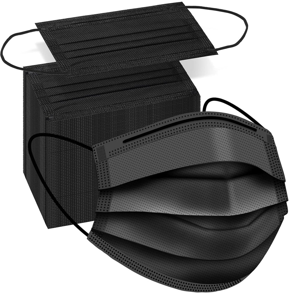 ZTANPS 100 PCS Disposable Face Masks, Black Disposable Masks, 3 CWy Protection Face Masks