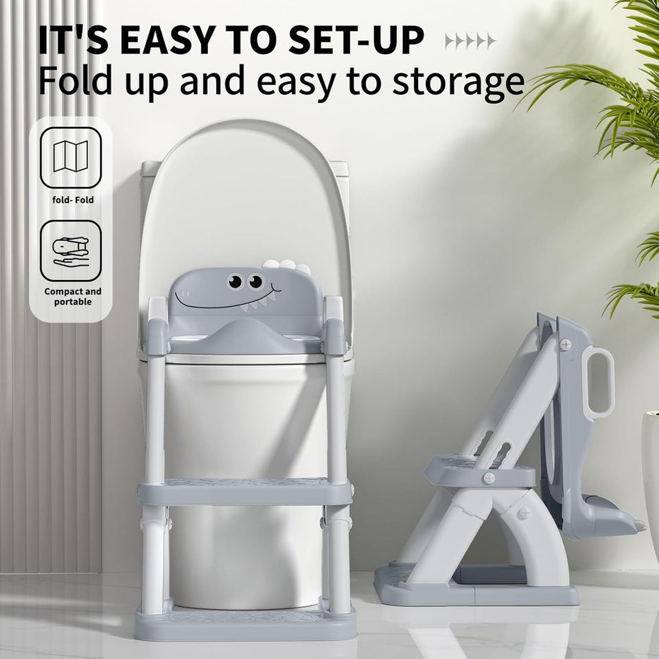 Potty Training Seat for Toddlers, 2 in 1 Potty Training Toilet with Anti-Slip Pad Step Stool, Toddler Toilet Seat for Boys and Girls (Include 2 Ducks)