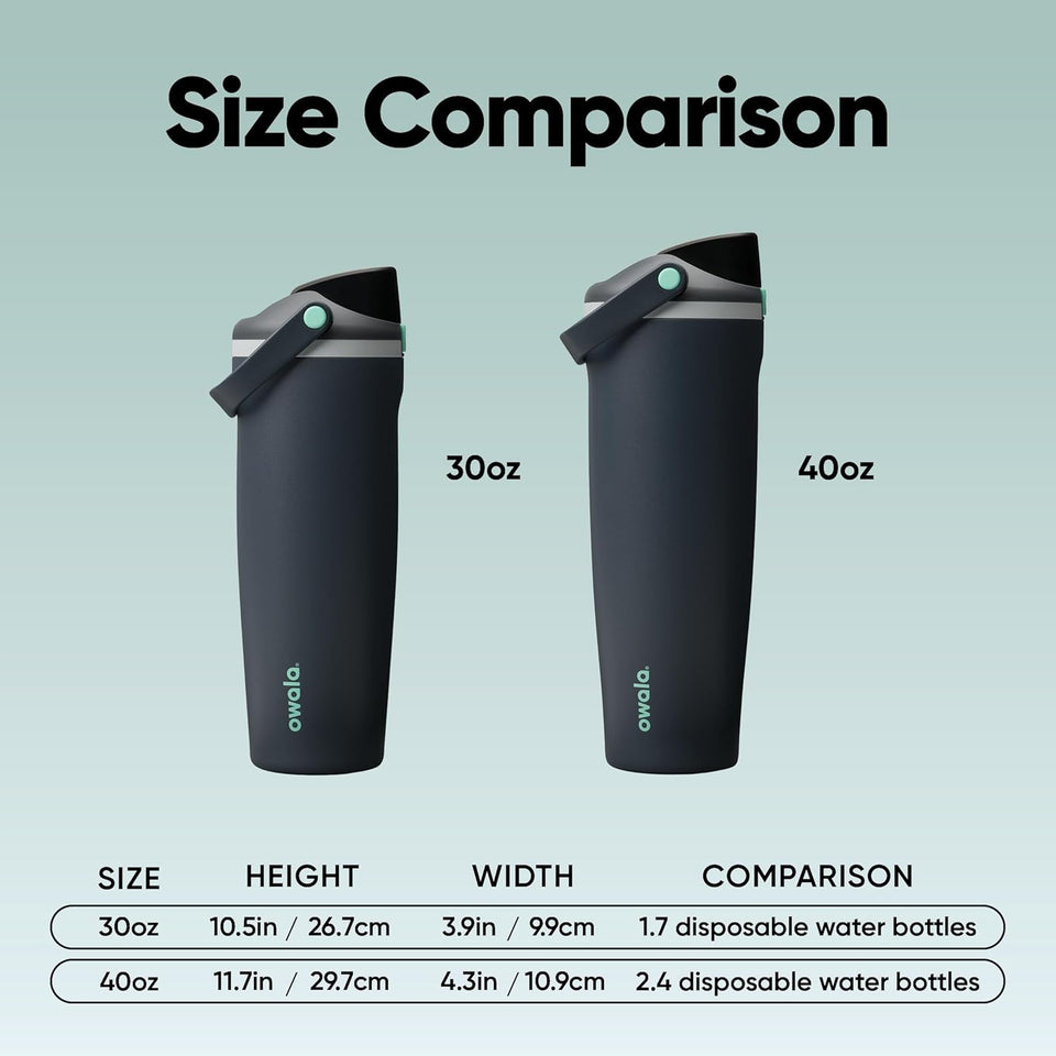 Owala FreeSip Sway Insulated Stainless Steel Water Bottle with Two-Way Spout, Built-In Straw and Bucket Handle, Made for Travel, School, and Sports, 30oz, BPA Free, Leak Proof, Foggy Tide