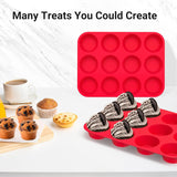 Redfly 2 Pack Silicone Muffin Pans for Baking & Cupcake Pan - 12 Cup Regular Size Silicone Molds, BPA Free Egg Bites Mold