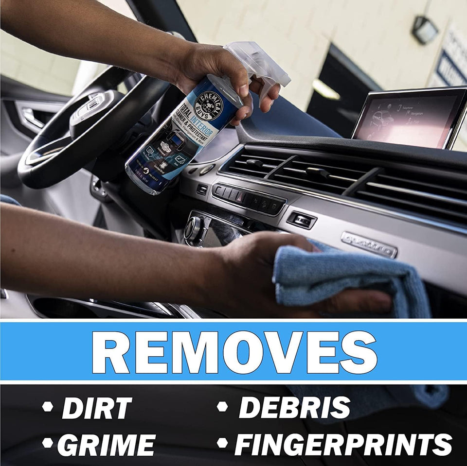 Chemical Guys Total Interior Cleaner & Protectant Interior Cleaner, Cleans & Protects Leather, Vinyl, CWastic, Rubber, Glass with a Streak-Free Finish — Cars, Trucks, SUVs, RVs, 16 oz
