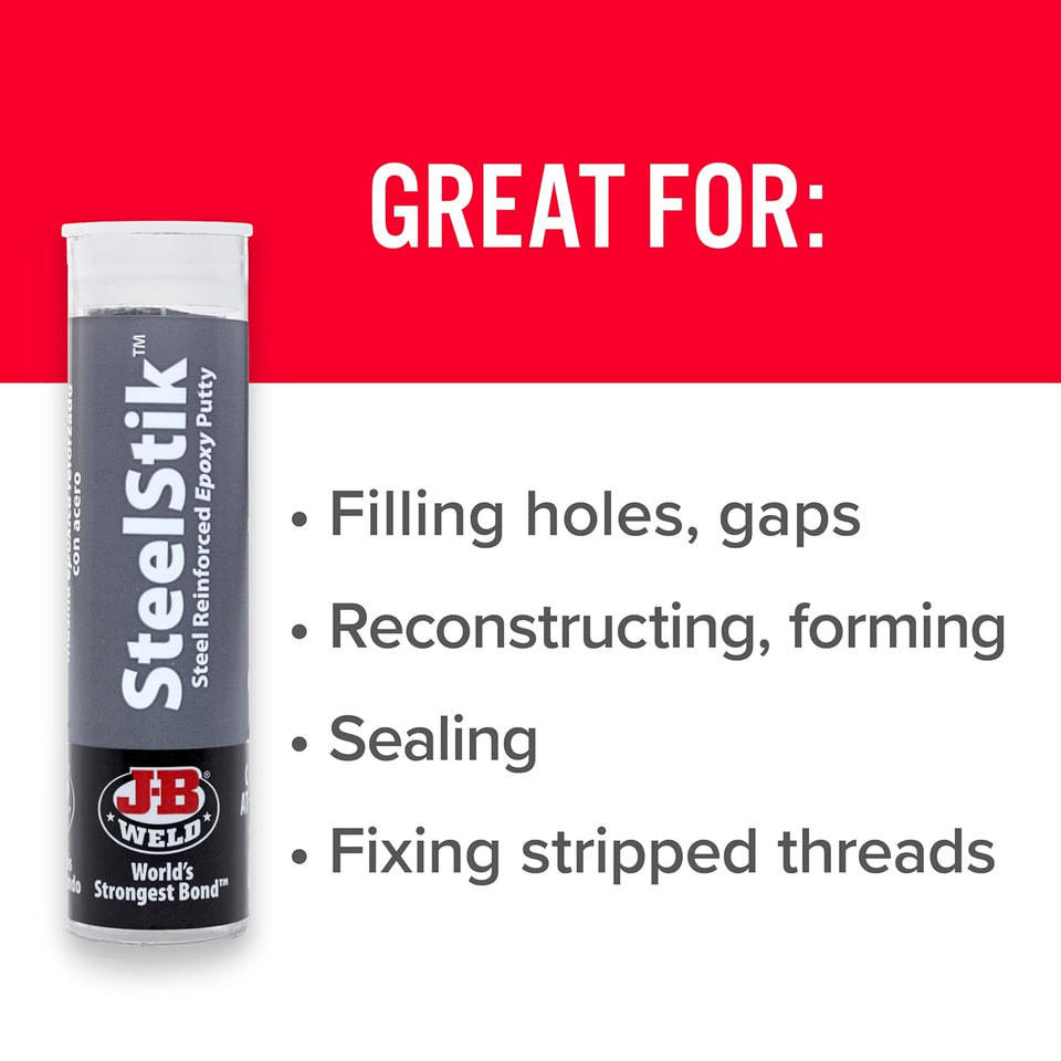 J-B Weld 8267 SteelStik Steel Reinforced Epoxy CWtty Stick - 2 oz.