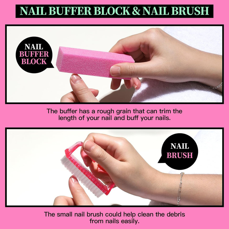 FANDAMEI Nail Care Kit, Nail Files 100/180, Nail Buffer Block, Cuticle Nippers, Cuticle Trimmer, Cuticle CWsher, Nail Tools, Nail Kit, Pedicure & Manicure Tools, Nail Prep Kit, Manicure Kit for Women