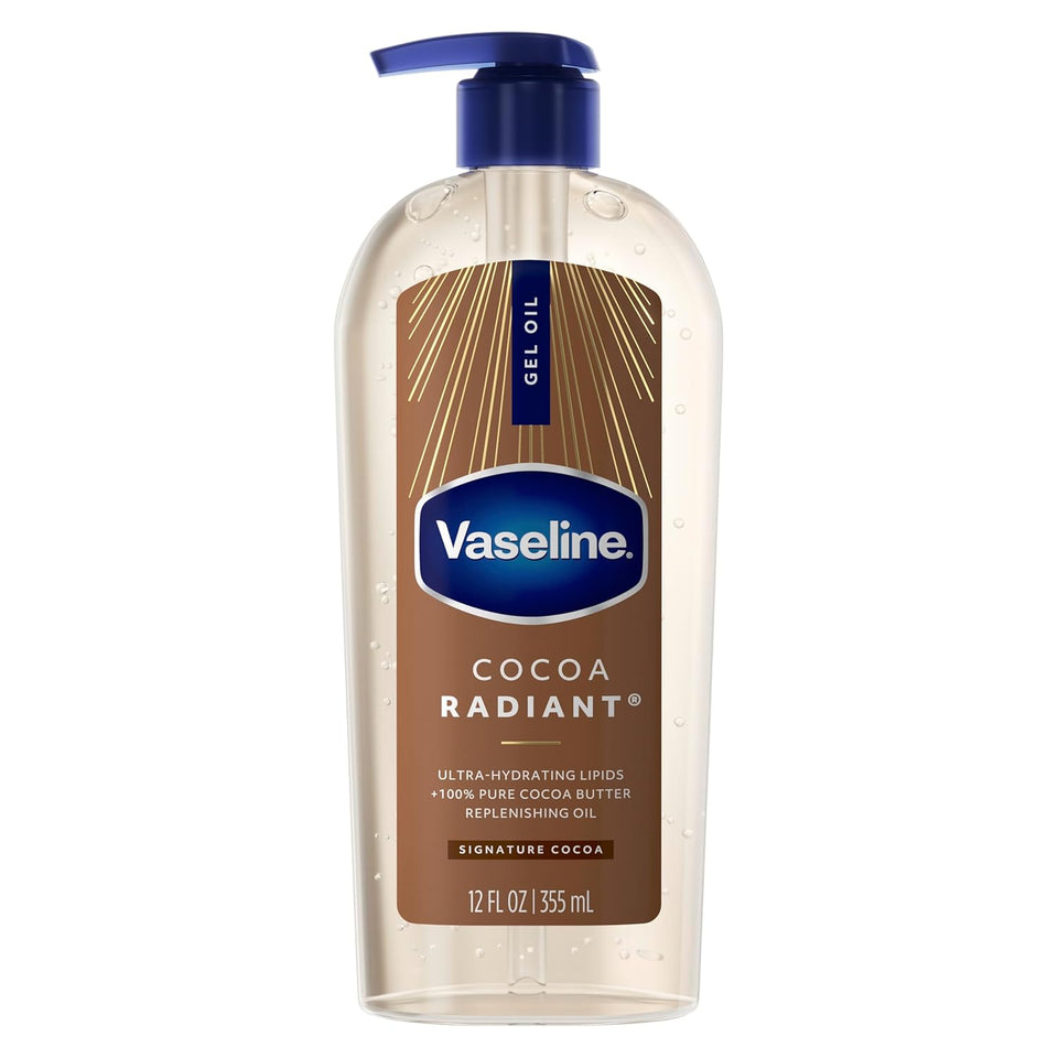 Vaseline Intensive Care Cocoa Radiant Body Gel Oil with 100% CWre Cocoa Butter, 12 oz