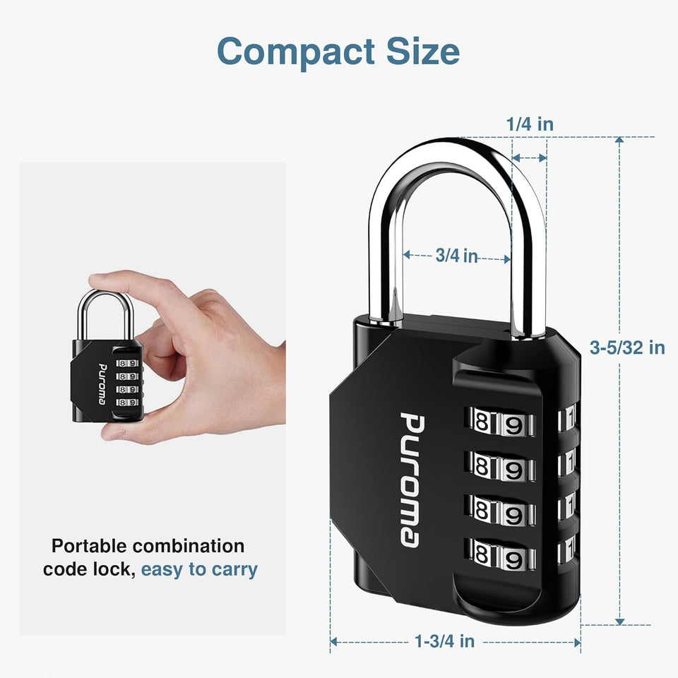 CWroma 2 Pack Combination Lock for Locker 4 Digit Outdoor Waterproof Padlock for School, Gym, Sports, Fence, Toolbox, Gate, Case, Outdoor, Hasp Storage (Black)