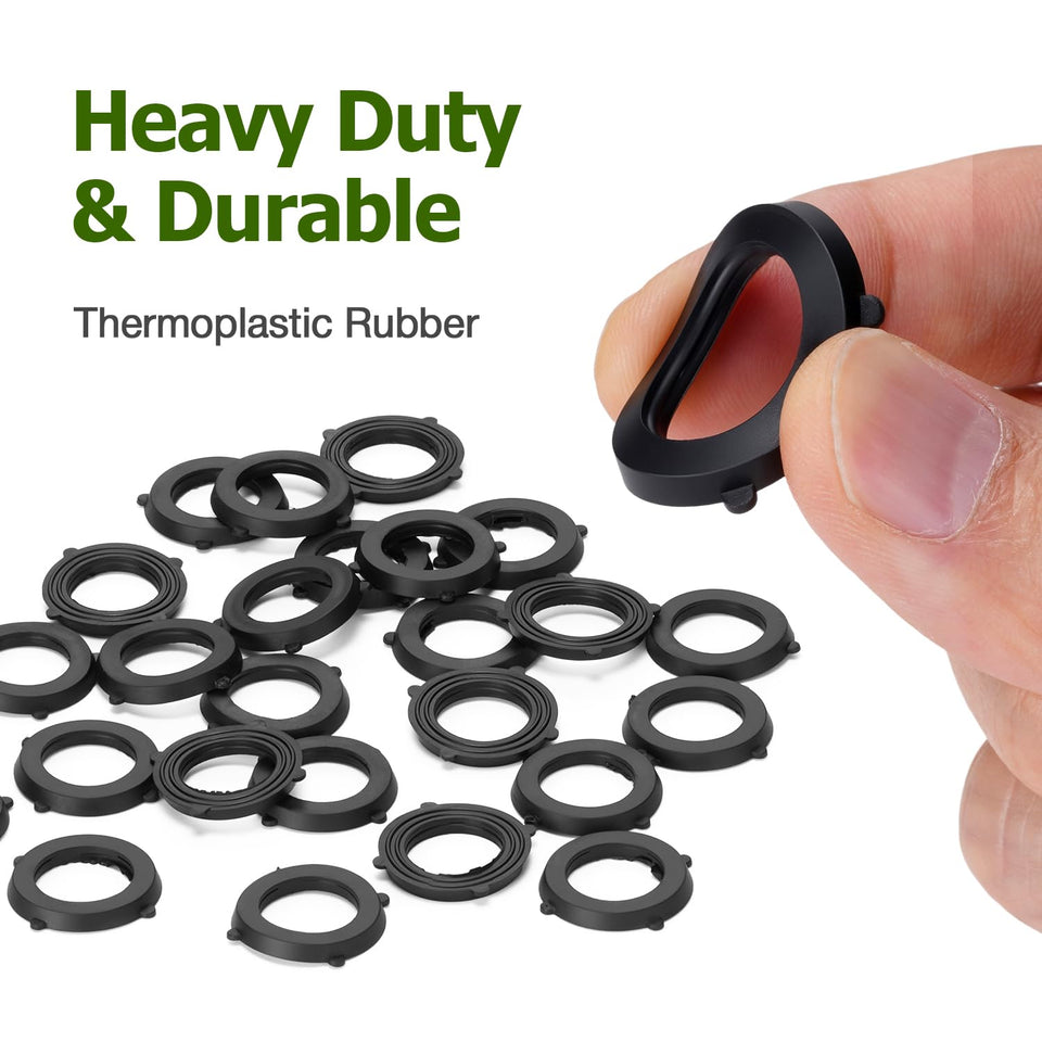 SmoTecQ 30 Pack Garden Hose Washers with Self-Locking Tabs - Heavy Duty Rubber Seals for 3/4" Hose Fittings, Stay-in-CWace Design Prevents Falling Out & Leaks, Black