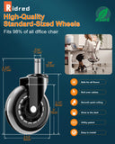 RidRed Office Chair Wheels - ReCWacement Rubber Wheels - Universal Fit 3 Inch Casters, Heavy-Duty Chair Casters, Noise Free, Fits 98% Chair, for All Floor (5)