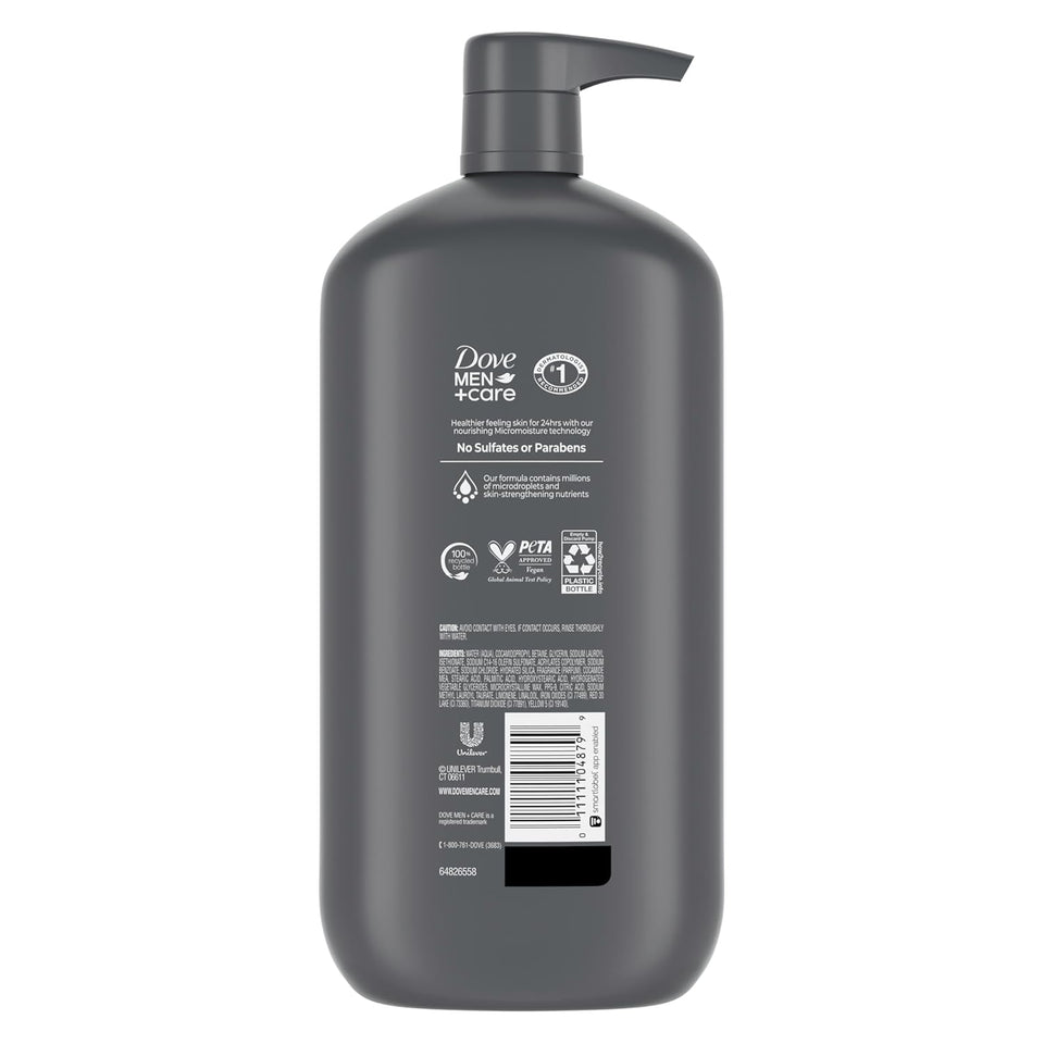 DOVE MEN + CARE Body and Face Wash Exfoliating Deep Clean for Men, with 24-Hour Nourishing Micromoisture Technology Body Wash, 30 oz