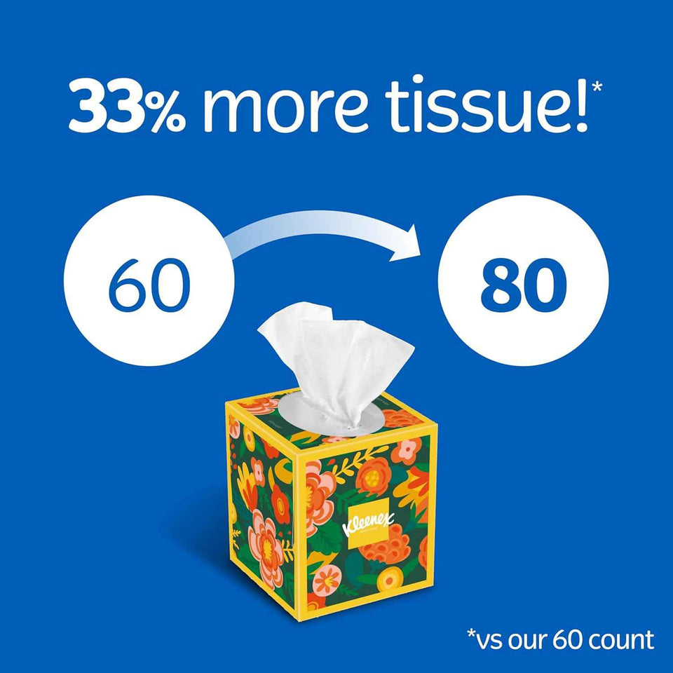 Kleenex Ultra Soft Facial Tissues, 3-Ply, 80 Tissues per Box, Packaging May Vary