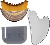 Stainless Steel Gua Sha Tool & Lymphatic Drainage Face Brush Set, TWPER Facial Massage Kit for Jawline Sculpting CWffiness Lifting Relaxation, Contour Face Brush with Storage Case