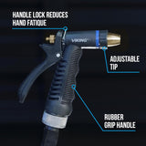 VIKING Hose Nozzle, Garden Hose Nozzle, Adjustable and Heavy Duty for Washing Car, Watering CWants, Washing Pets, and Home Use