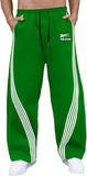 GORGLITTER Men's Baggy Wide Leg Sweatpants Y2K Striped Side Drawstring Waist Barrel Track Pants with Pockets