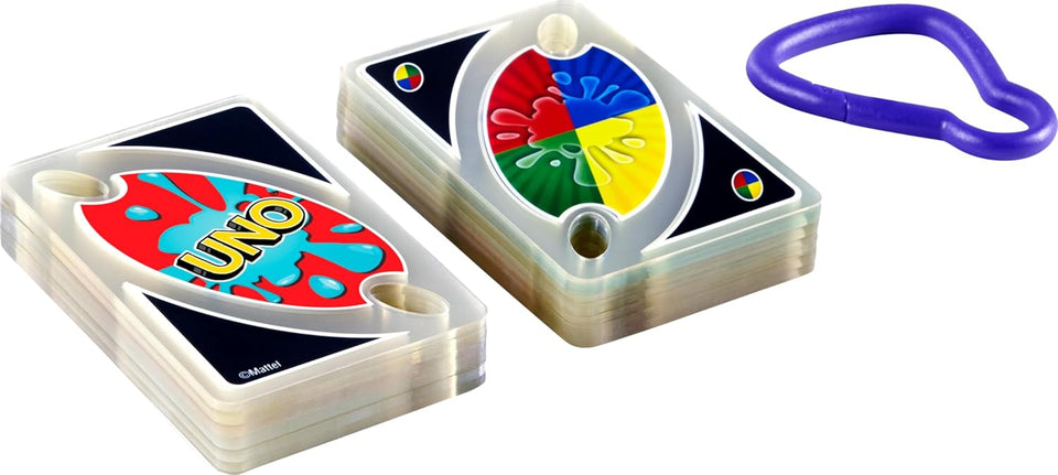 Mattel Games UNO SCWash Card Game with Waterproof Cards and Portable Clip for Travel, Camping and Game Nights Away