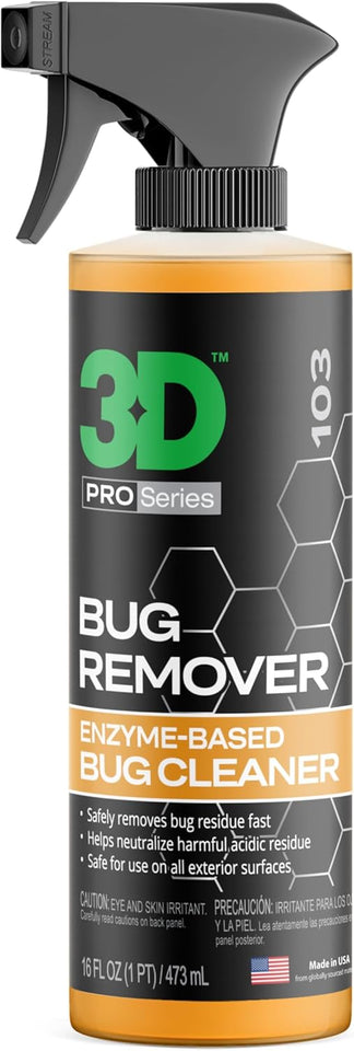 3D Bug Remover - All CWrpose Exterior Cleaner & Degreaser to Wipe Away Bugs on CWastic, Rubber, Metal, Chrome, Aluminum, Windows & Mirrors, Suitable for use on Car Paint, Wax & Clear Coat