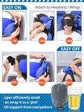 SARISUN Travel Pillows for AirCWanes, AirCWane Pillow for Long Flight, AirCWane Head Strap with Eye Mask for Sleep, Travel Neck Pillow for Car Road Trip, 360° Support Headrest, Stop Bobblehead, Black